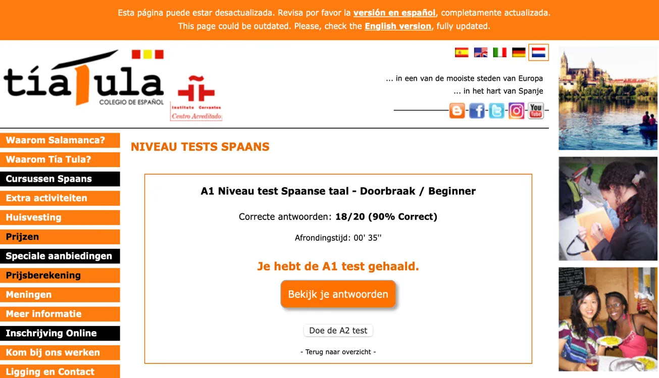 A1-toets Spaans 2